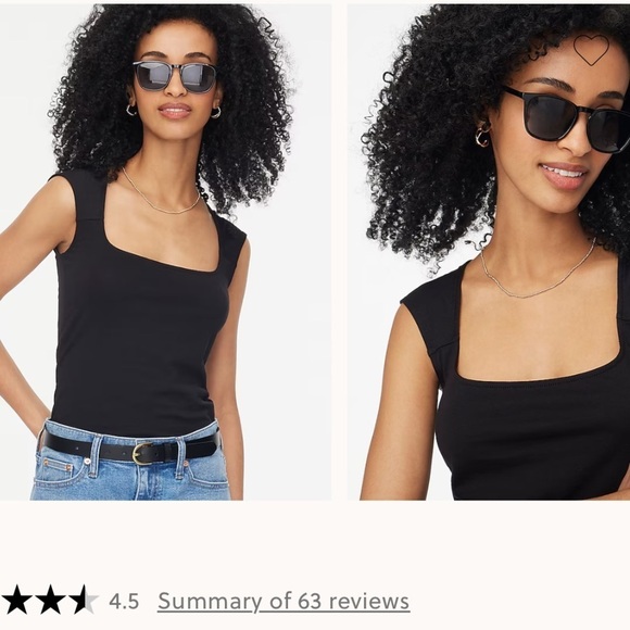 J. Crew Factory Tops - NWT J Crew Cap-sleeve stretch cotton-blend squareneck tank top Size S